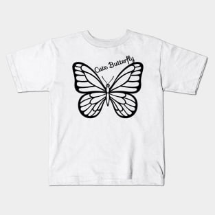 Black Cute Butterfly Kids T-Shirt